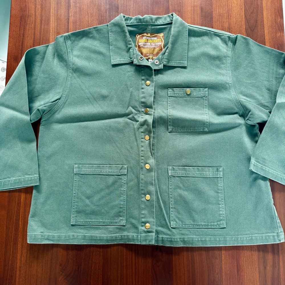 Big Bud Press Denim Work Jacket Emerald Green Unisex 1XL 100% Cotton Plus Size - Picture 7 of 16